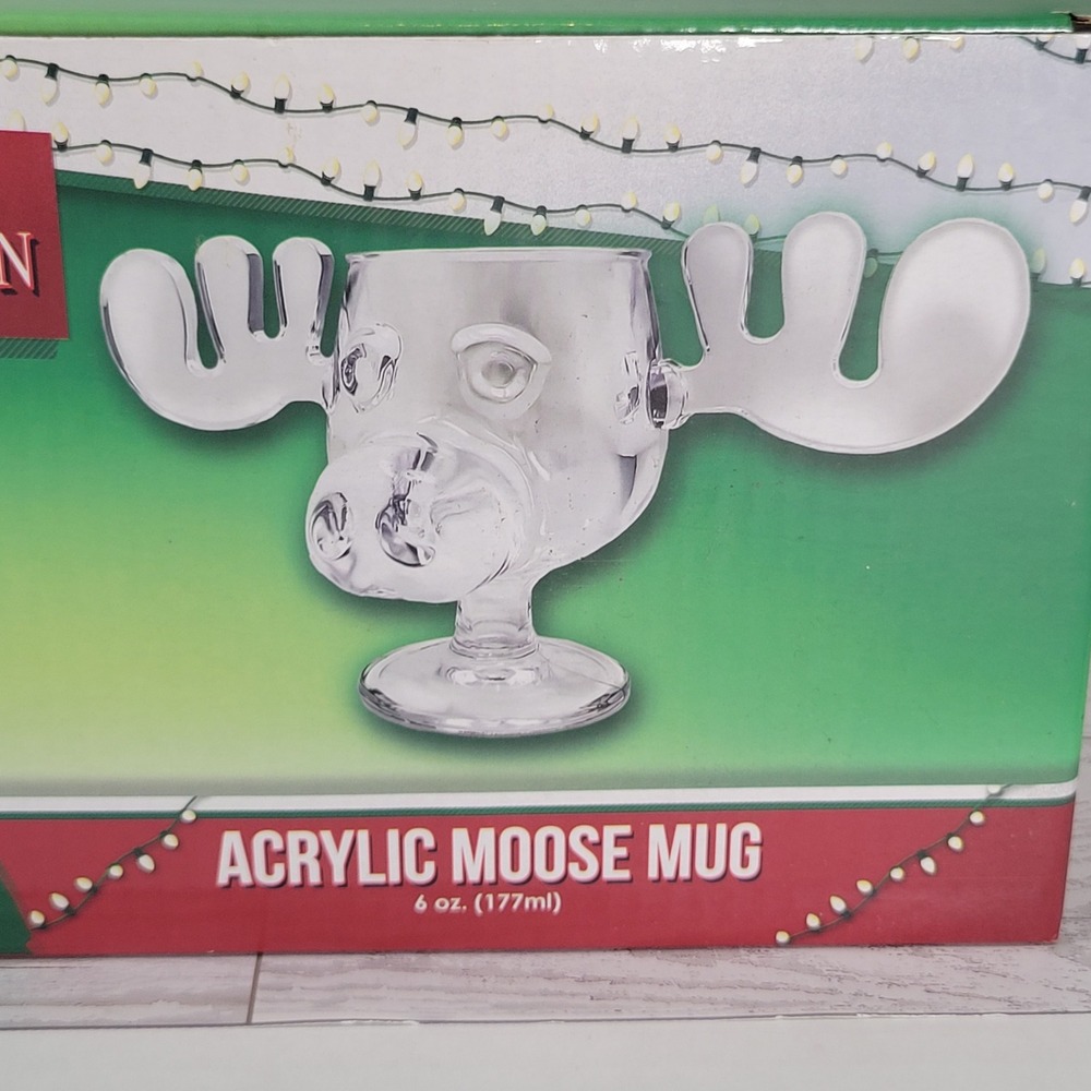 National Lampoon's Christmas Vacation Acrylic Moose Mug Unisex 6oz Clear NIB Cup - Picture 2 of 5